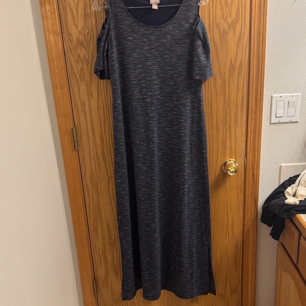 Chico's One Shoulder Charcoal Dress